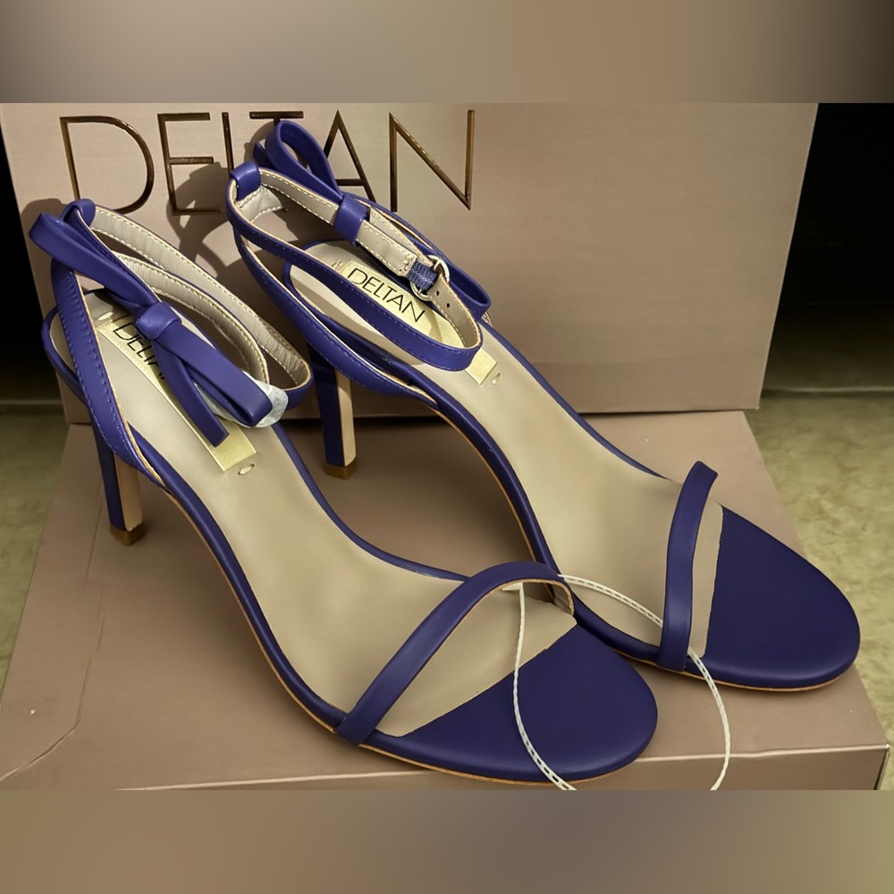 Purple heels with bow straps